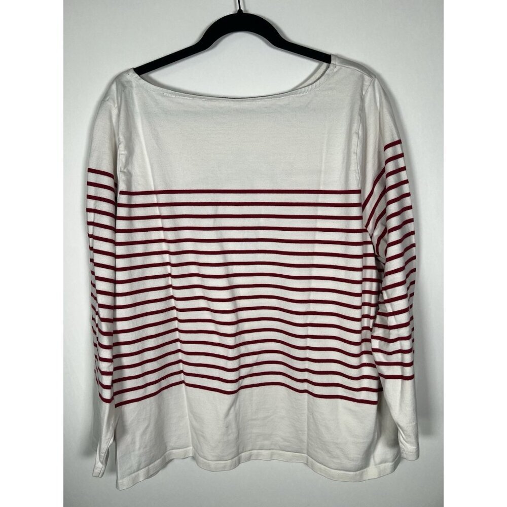 Talbots Authentic boatneck nautical french preppy long slv tshirt embroidered 3X - Picture 3 of 9